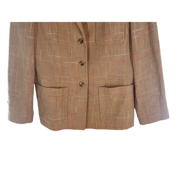 linda ALLARD ELLEN TRACY COPPER LINEN THREE BUTTON BLAZER - Picture 5 of 11